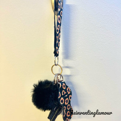 Trendy Black Sunflower “Safety” Keychain - Reinventing Glamour