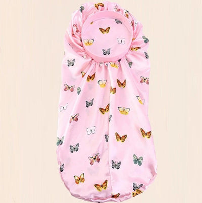 Pink Butterfly Silk Long Bonnet - Reinventing Glamour